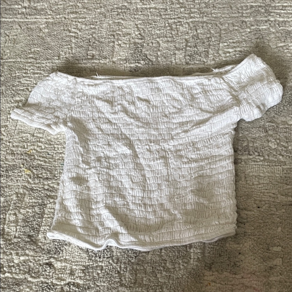 Brandy Melville White Off-Shoulder Crop Top